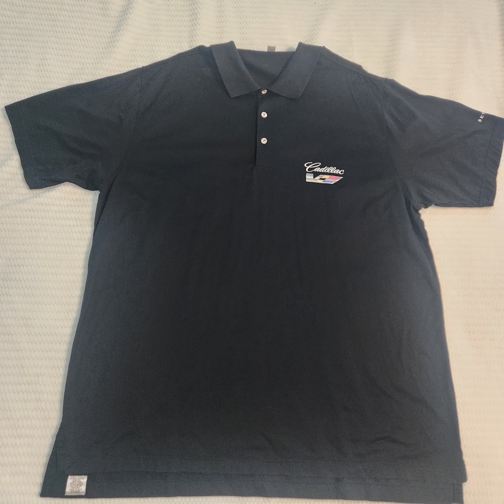 Peter Millar Black Cadillac Logo Polo Mens XXL Short Sleeve Pima 100% Cotton